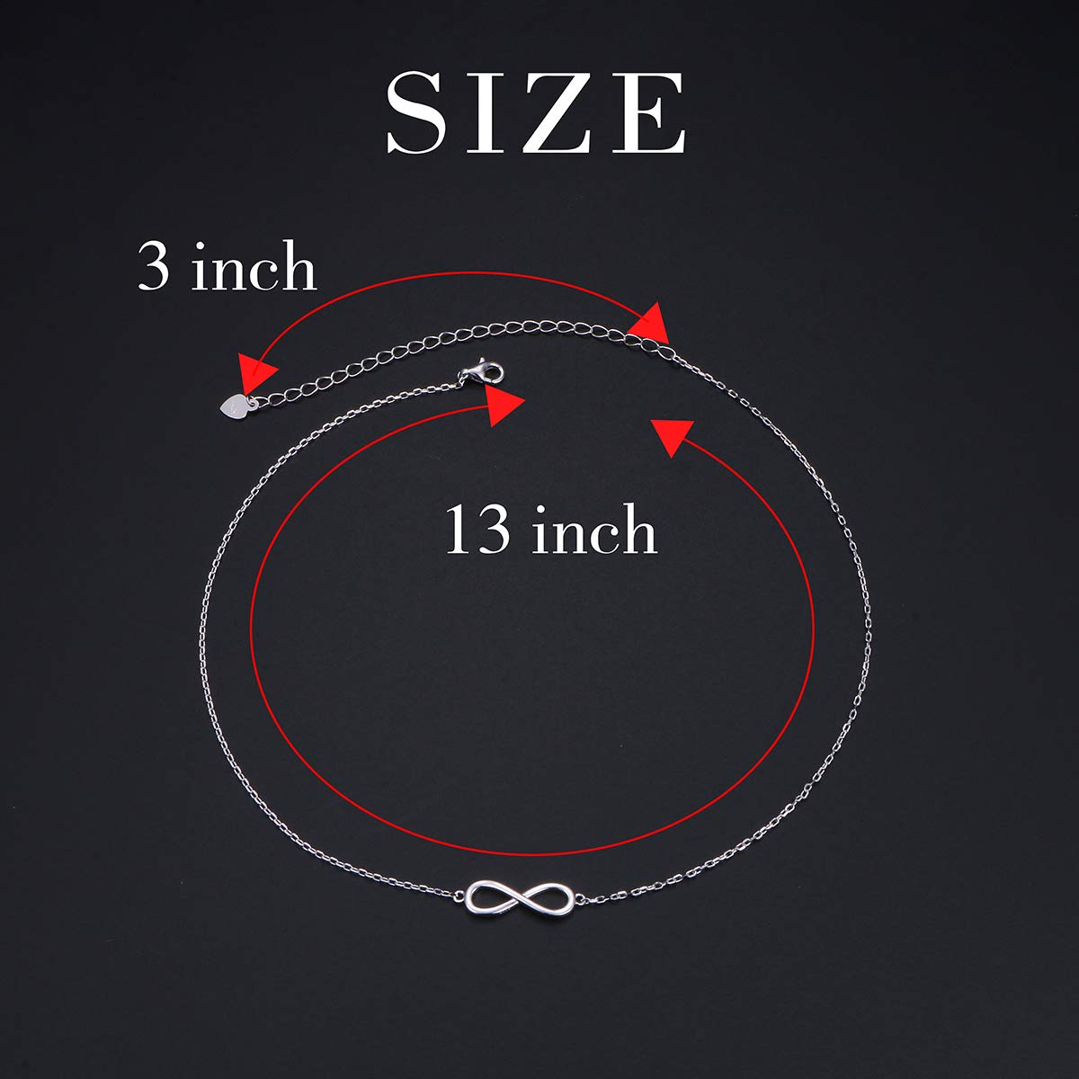 DAOCHONG S925 Sterling Silver Infinity Choker Short Dainty Necklace Pendant for Women Jewelry Gift