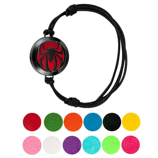 Wild Essentials Spider Essential Oil Diffuser Bracelet, Stainless Steel Aromatherapy Locket, Adjustable Nylon Band with 12 Color Pads, Jewelry Gift Set