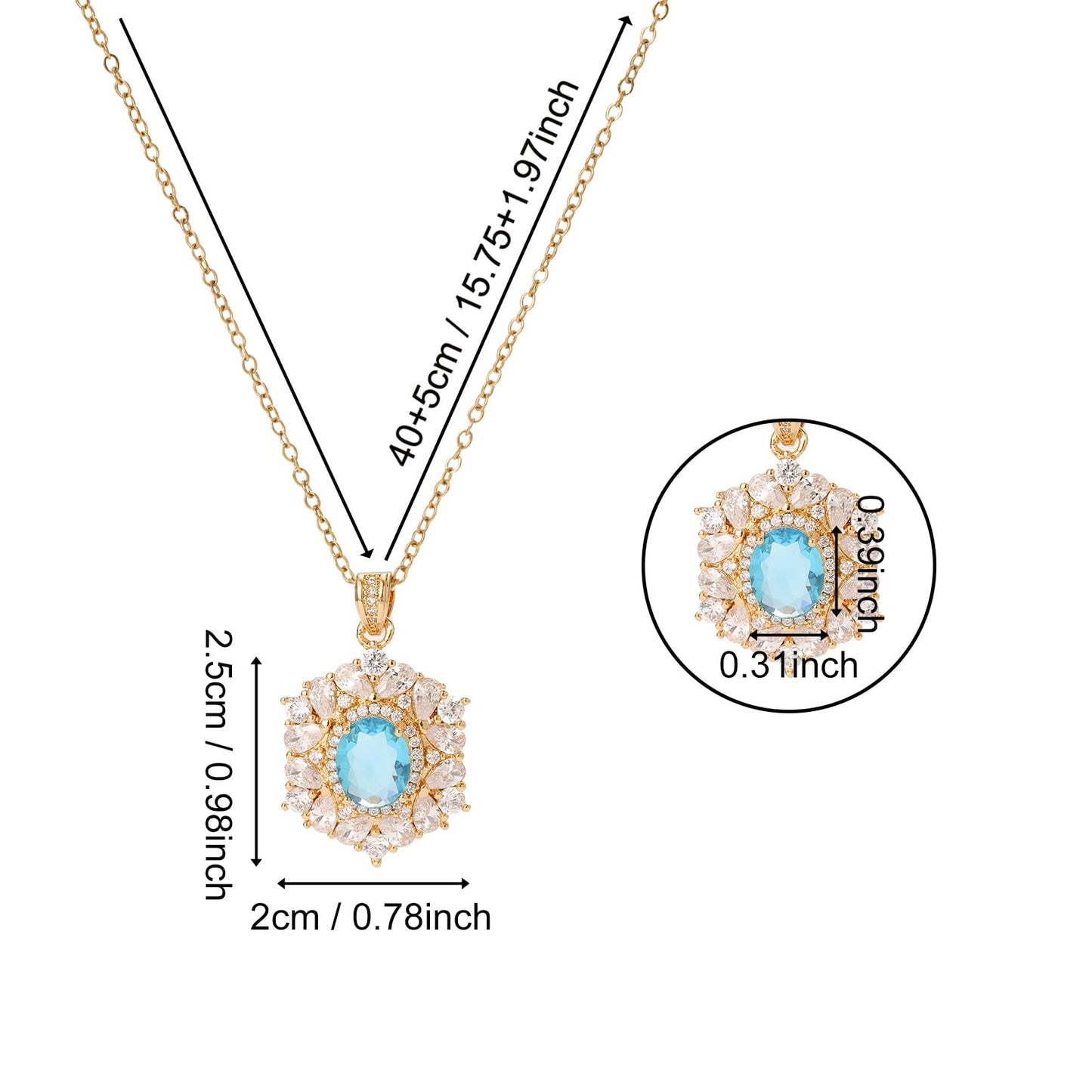 Blue Baroque Aquamarine Necklaces for Women-Gold Plated Healing Crystal March Birthstone Necklace For Valentines Day Mother's Day Christmas Birthday Gifts