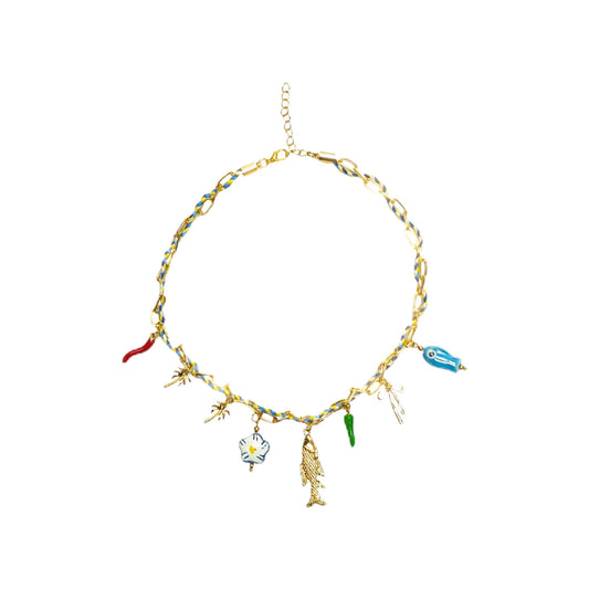 BlingNook Gold Charms Necklace For Women, Colorful Charm Beachy Fish Conch Seashell Heart Pepper Cool Ocean Layered Stackable Summer Holiday Jewelry (Gold Fish)
