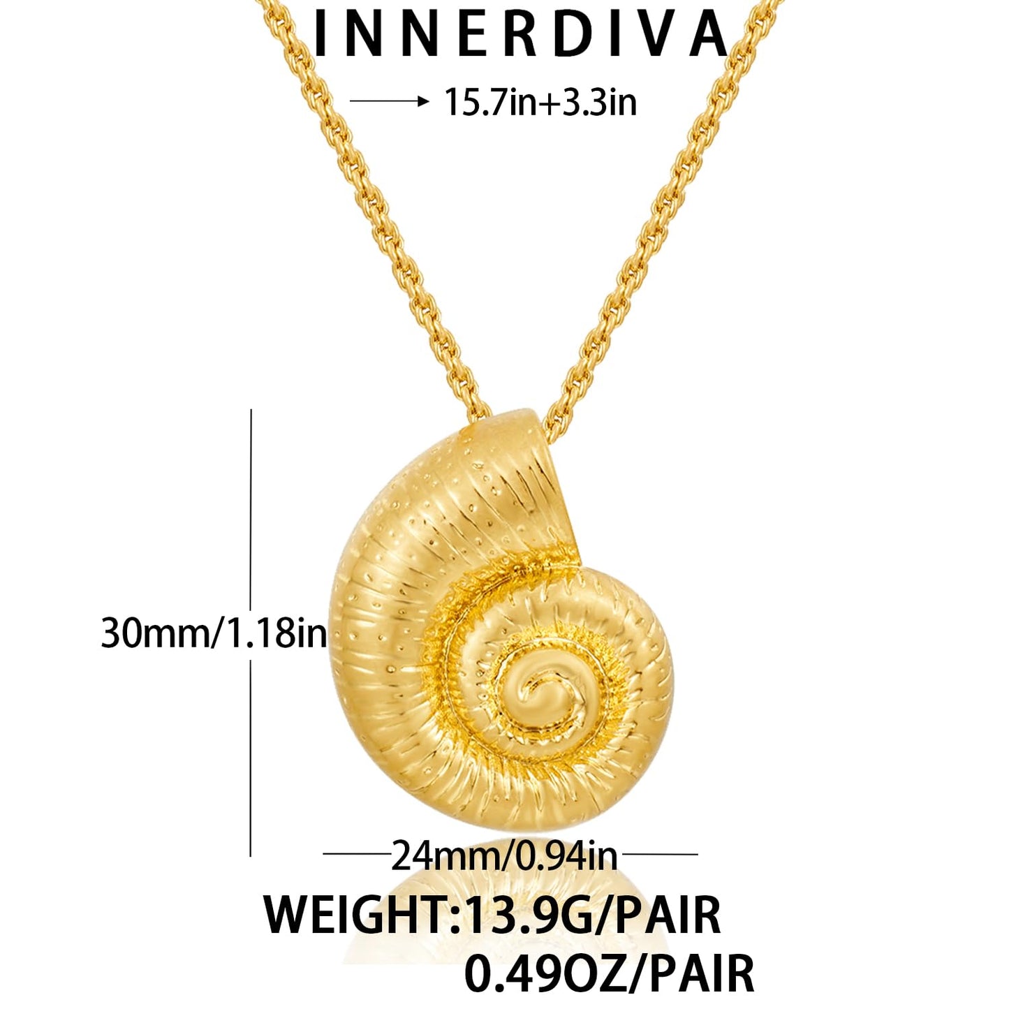 INNERDIVA Gold Conch Shell Necklace for Women Seashell Necklace Boho Necklaces Summer Beach Jewelry Accessories