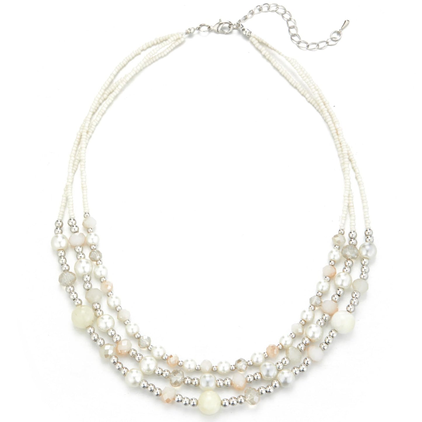 Noessla Beaded Statement Necklaces for Women Layered Chunky Bead Necklace Fashion Costume Jewelry Gifts for Mom(Beige)