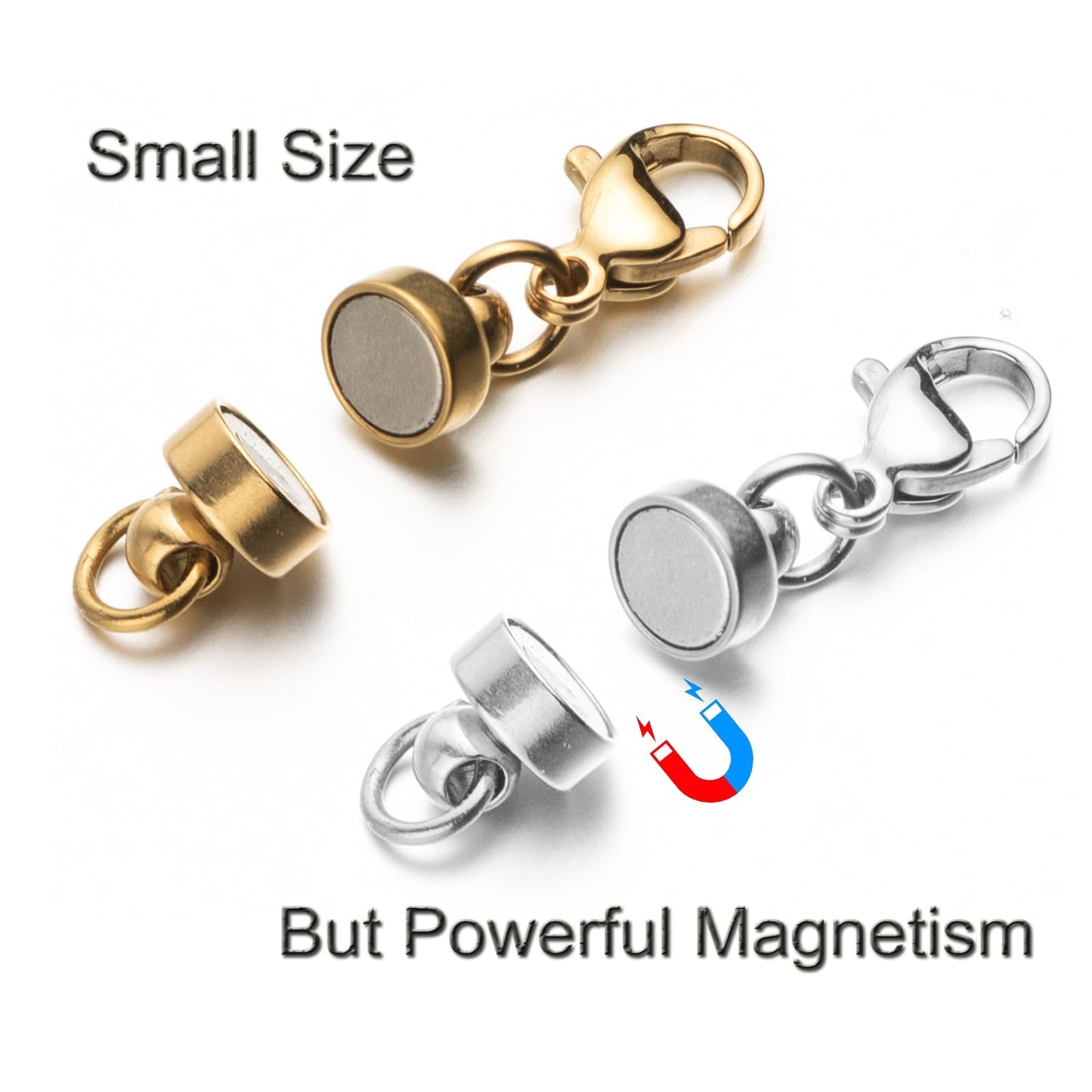 Mizeer Stainless Steel Magnetic Necklace Clasps and Closures, Magnetic Clasp Converter for Jewelry Making Supplies, Chain Extender Connector for Bracelet (2pcs Gold)