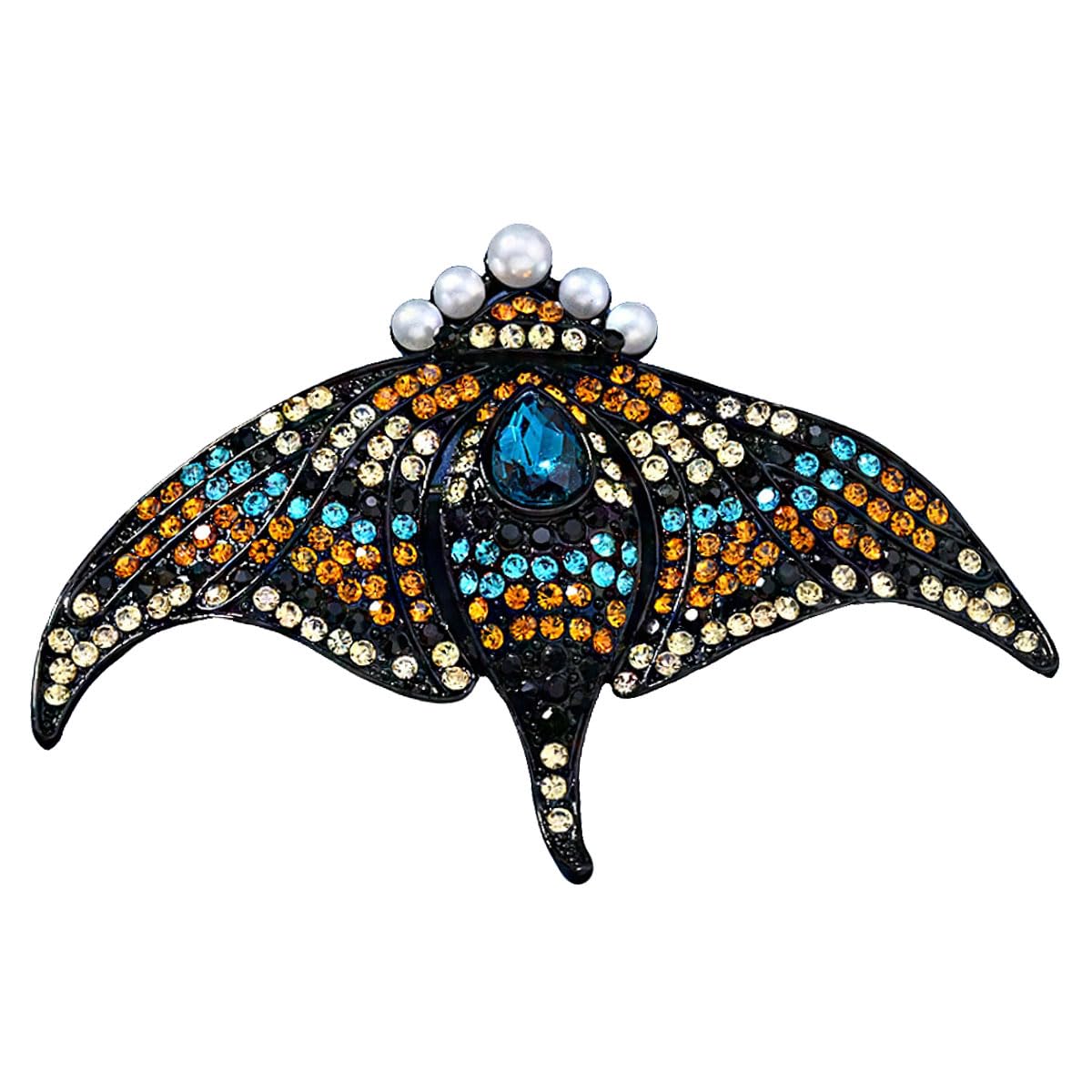 Manta Ray Brooch for Women Rhinestone Manta Ray Pin Marine Animal Brooch Birthday Holiday for Friends