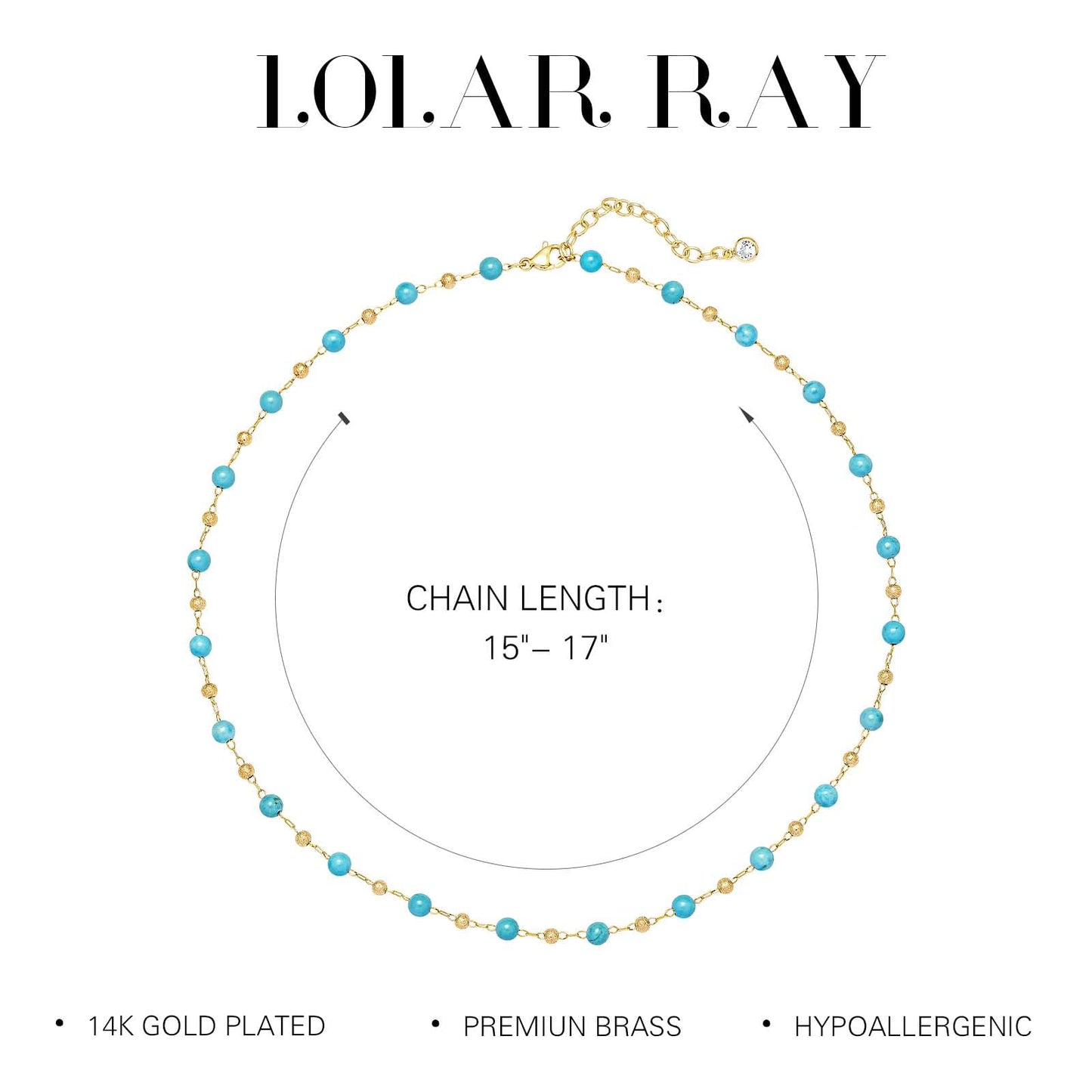 LOLAR RAY Turquoise Jewelry for Women - 14K Gold Plated Turquoise Necklace for Women Colorful Beaded Necklaces Summer Beach Boho Choker Bead Gift