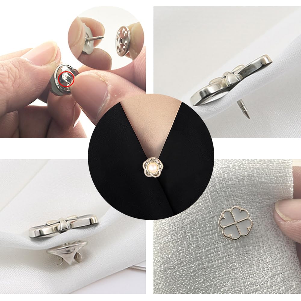 24 Pieces Pearl Crystal Brooch Safety Pins Button Pins Pant Waist Tightener Pins for Clothes Sweater Shawl Collar Dress Cardigan Shirt Jeans Decoration Accessories for Women Girls(Classic)
