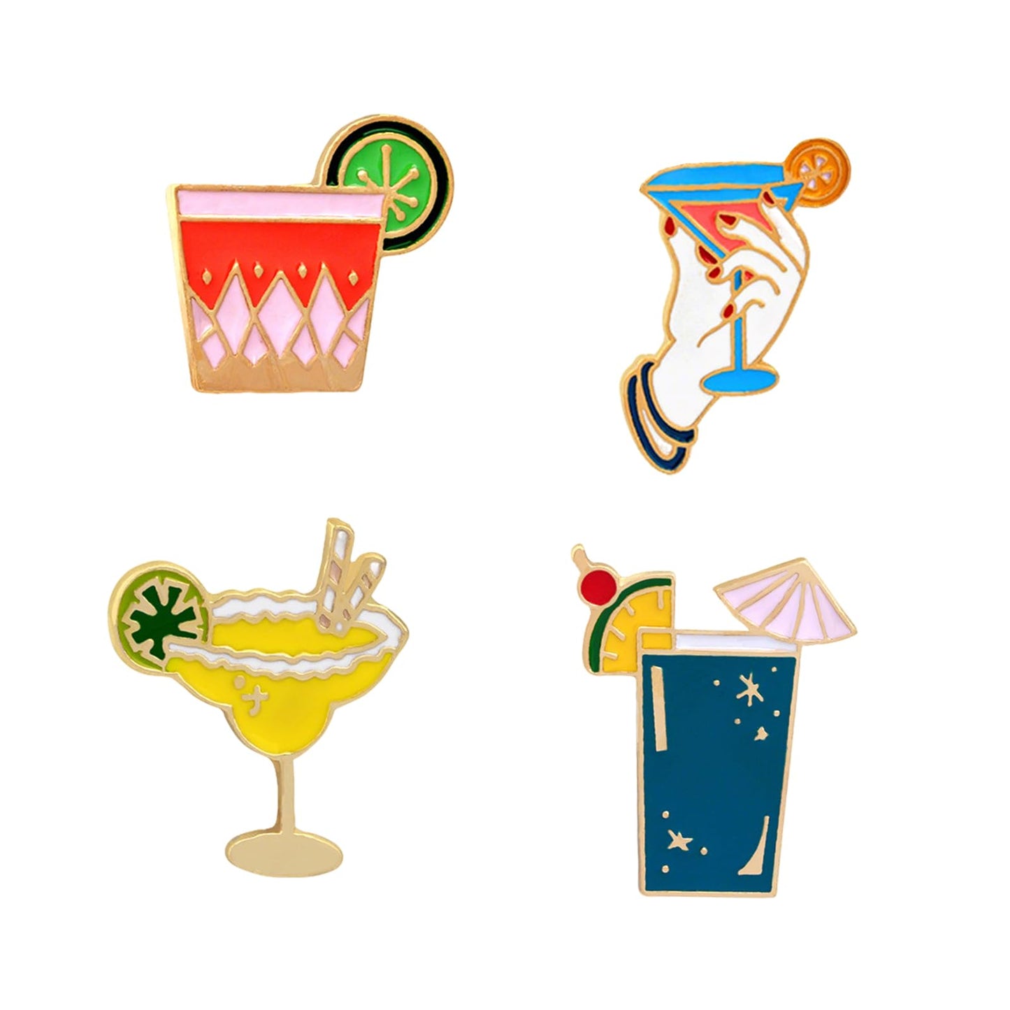DEYOUM Cocktail Wine Glass Brooch Pin for Women Trendy Cute Cocktail Wines Glass Wine Bottle Brooch Pin Party Hat Bag Suit Charm Jewelry Gift Accessories (4 PCS)