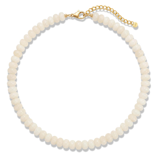 Badu Beige Gemstone Beaded Necklace for Women Natural Stone Bead Beach Choker Necklace Fashion Trendy Jewelry Gifts