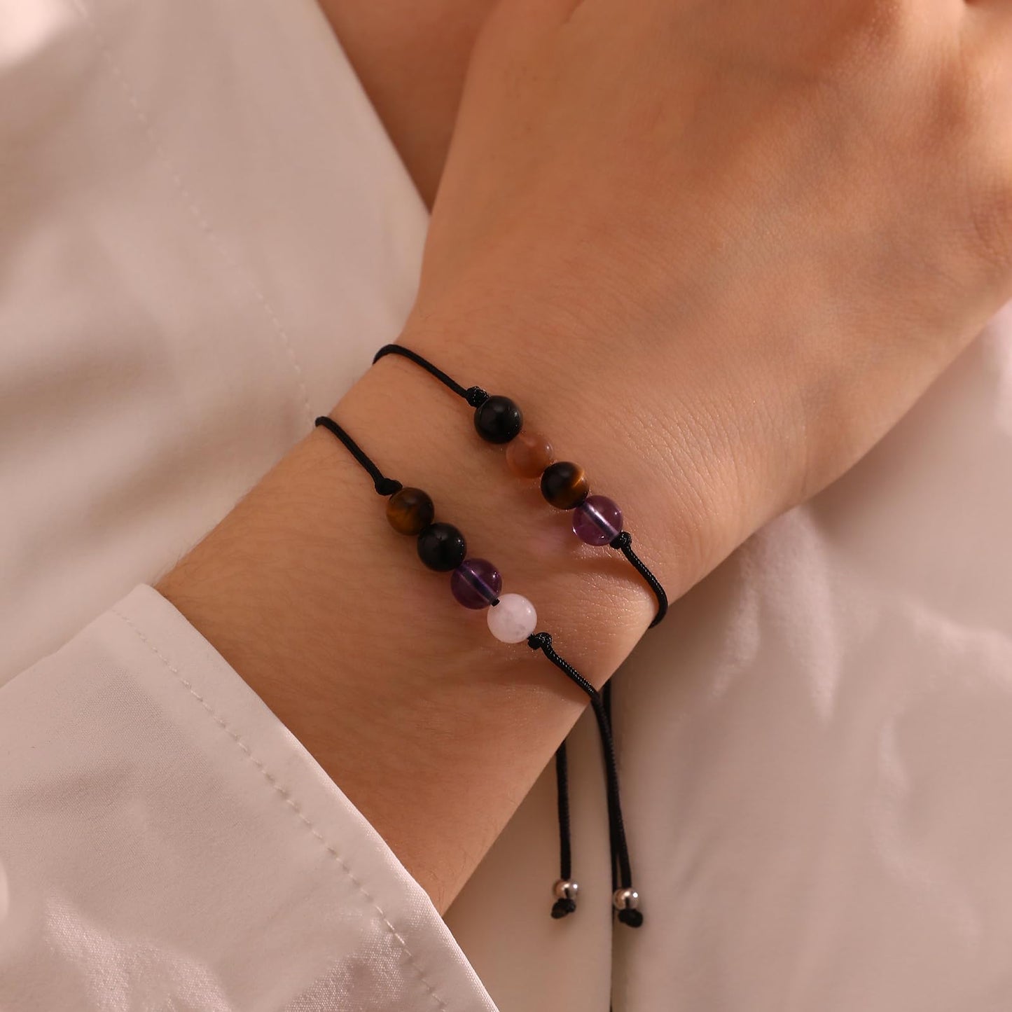 Korotho Positive Bracelet Energy Bracelets for Women Men, Positive Vibes No Negativity Spiritual Crystal Bead Bracelet Inspirational Healing Crystal Empath Protection Jewelry Gifts for Students