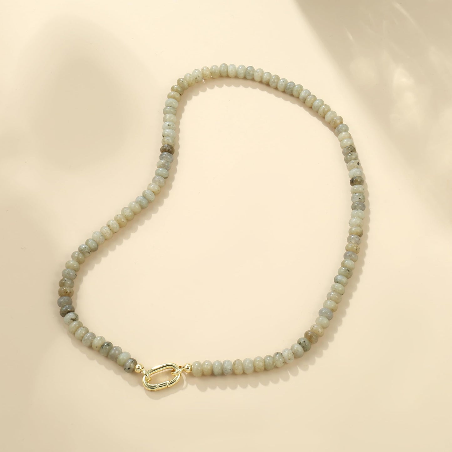 CONRAN KREMIX Shining Stone Beaded Necklace for Women,Natural Stone Bead Choker Necklaces Boho Summer Beach Necklace Gemstone Jewelry Gift for Women