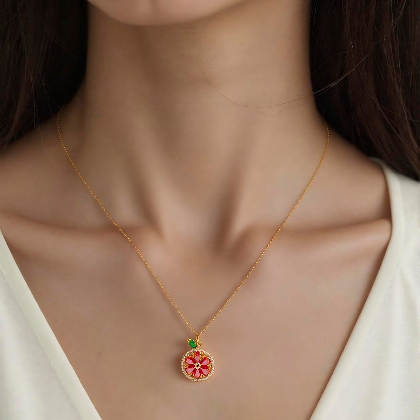 Tessalyn 18K Gold Plated Fruits Necklace, Sweet Little Lemon Pendant Necklace, Fruits Jewelry for Women Gifts, Personalized Pendant