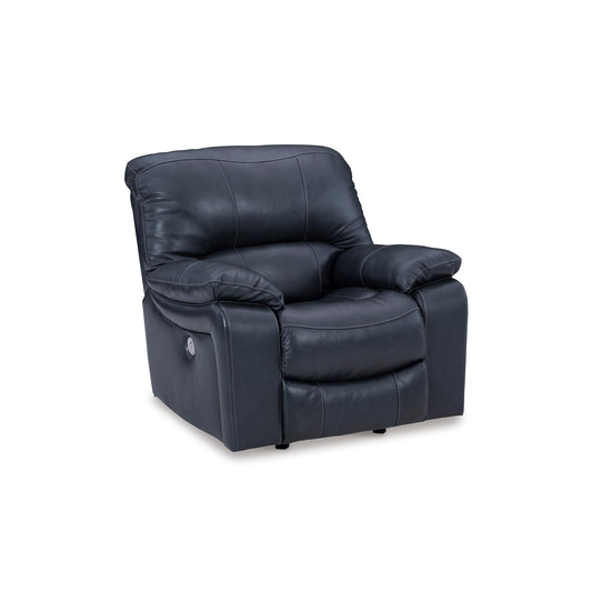 Signature Design By Ashley Leesworth Modern Power Rocker Recliner, USB Port, Gentle Rocking, Top Grain Leather and Matched Leather, 41" W x 41" D x 41" H, Blue