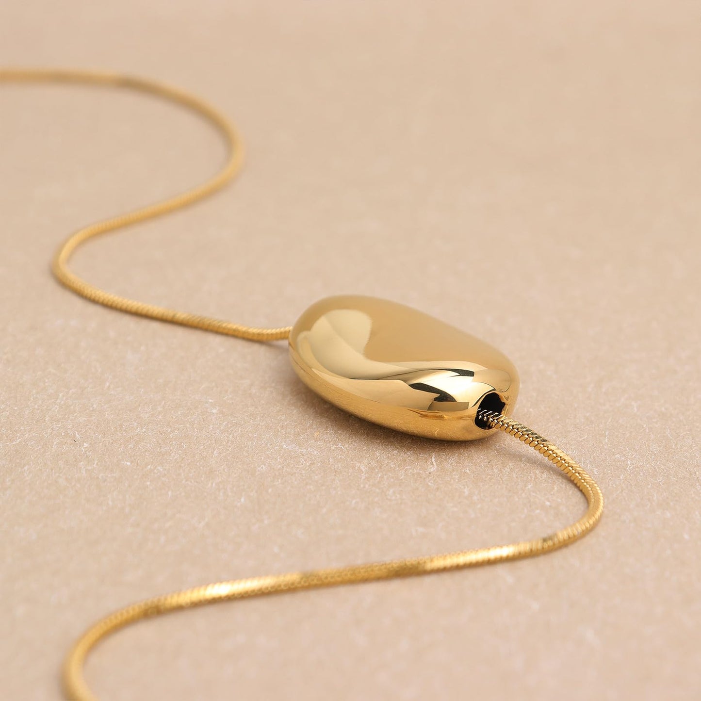 Frigotine Chunky Gold Slide Oval Ball Charm Necklace for Women, Trendy Thick Statement Adjustable Long Snake Chain Hollow Pendant Nacklaces Winter Prom Jewelry Gift