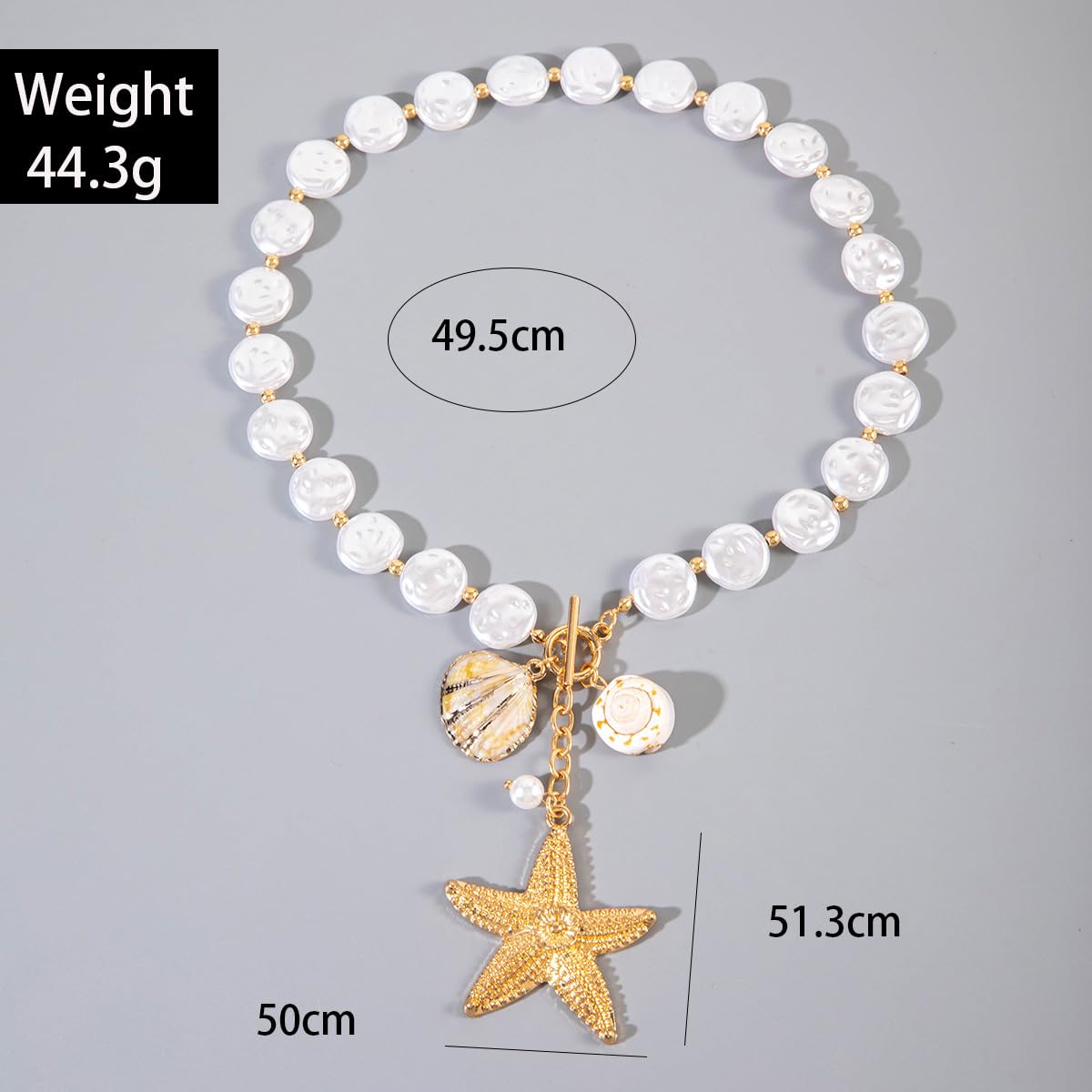 LKingel Gold Starfish Necklaces for Women Beaded Mermaids Starfish Shell Pearl Choker Pendant Necklaces Chunky Beach Necklace Mermaid Charm Necklace Summer Beach Jewelry for Women White1