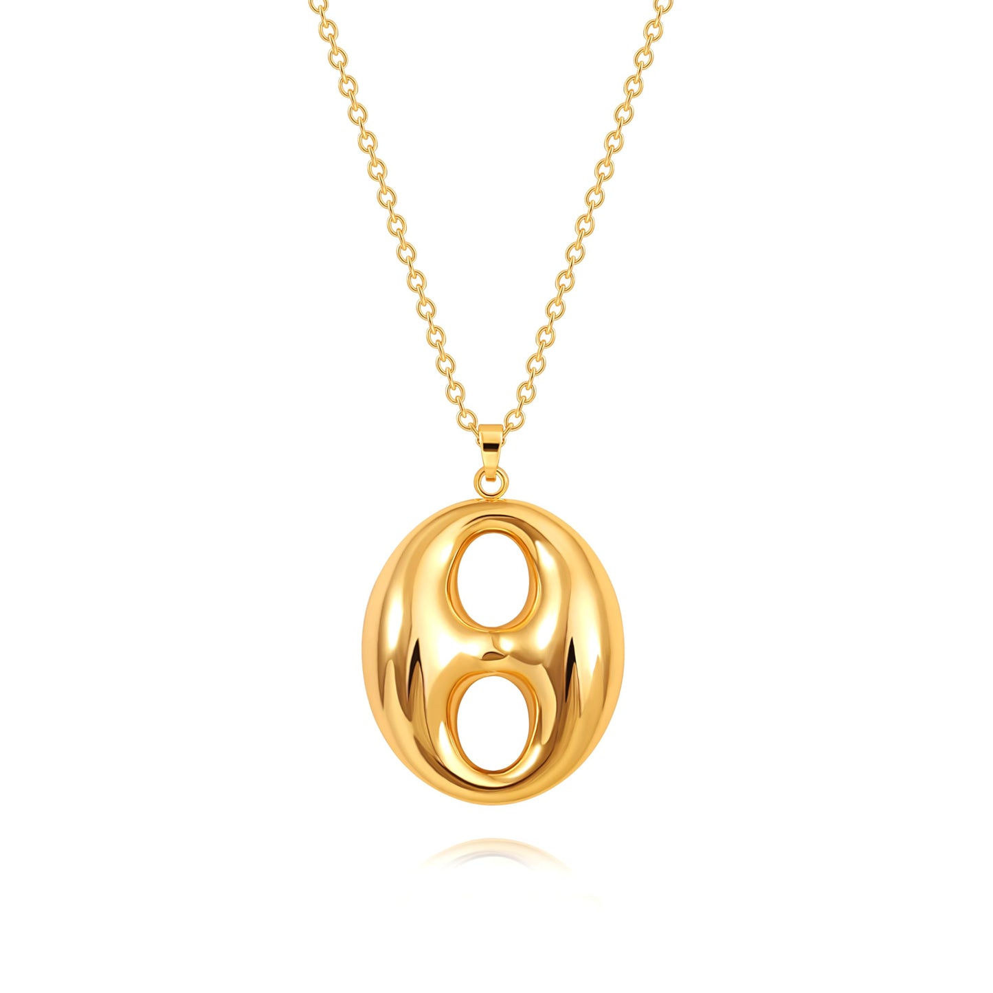 PEARLADA Statement Gold Plated Bean Necklace, Minimalist Large Pendant Necklace, Adjustable Geometric Jewelry