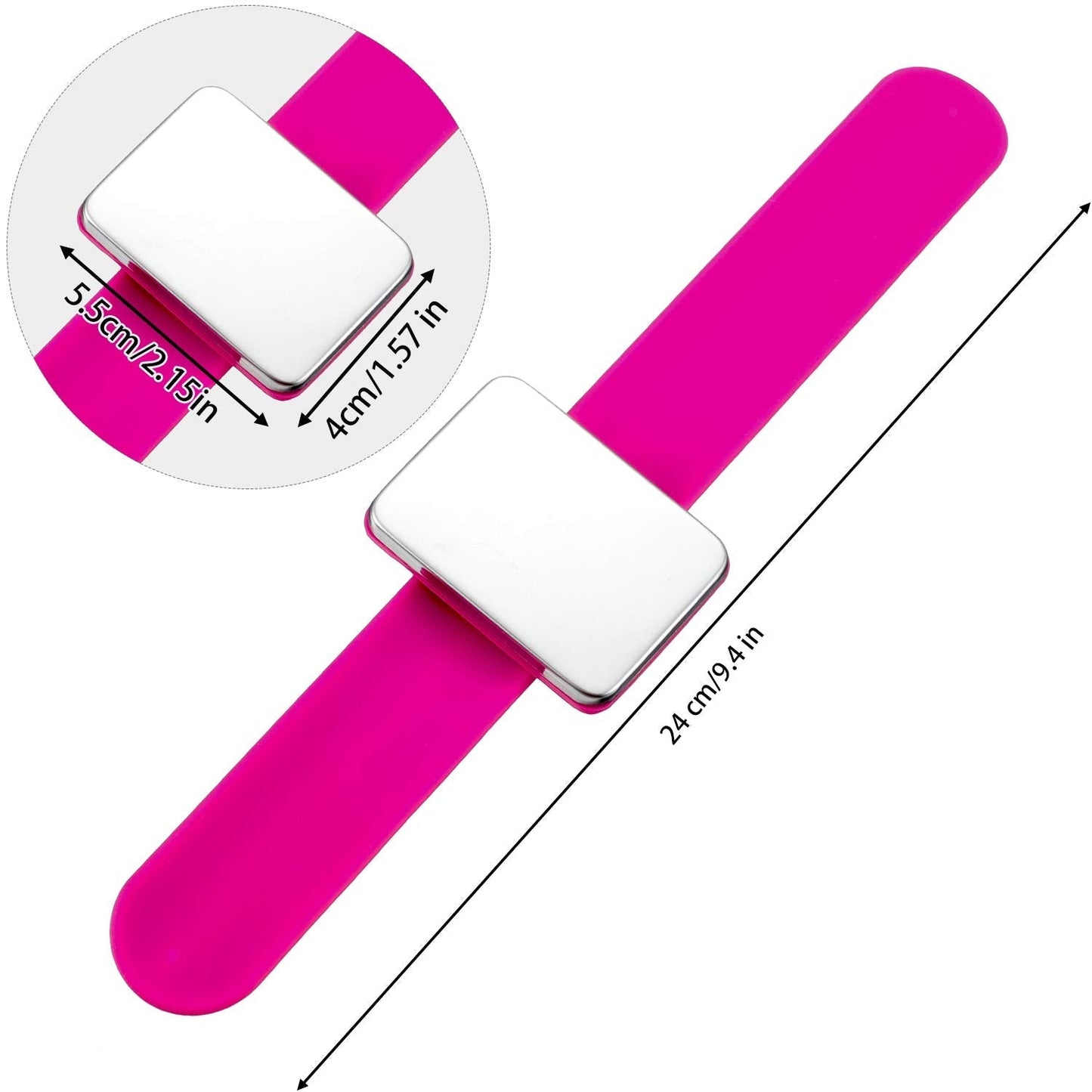 2 Pieces Magnetic Pin Holder Sewing Pincushion, Wristband Pin Cushion Magnetic Holder for Quilting Sewing Pins Hair Clips with Flannelette Bag, Silicone Wrist Strap Bracelet(Rose Red)