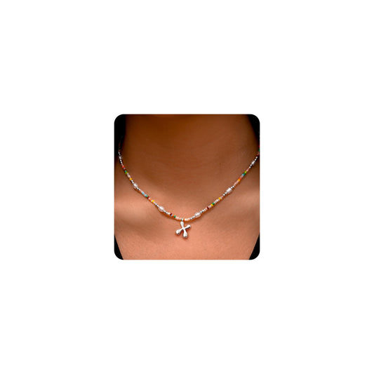 Ritach 7 8 9 10 Year Old Girl Gifts - Initial Necklace for Girls Jewelry Beaded Letter X Necklace Silver Initial Necklaces for Women Gifts for 7 8 9 10 11 Year Old Girl Birthday Gift