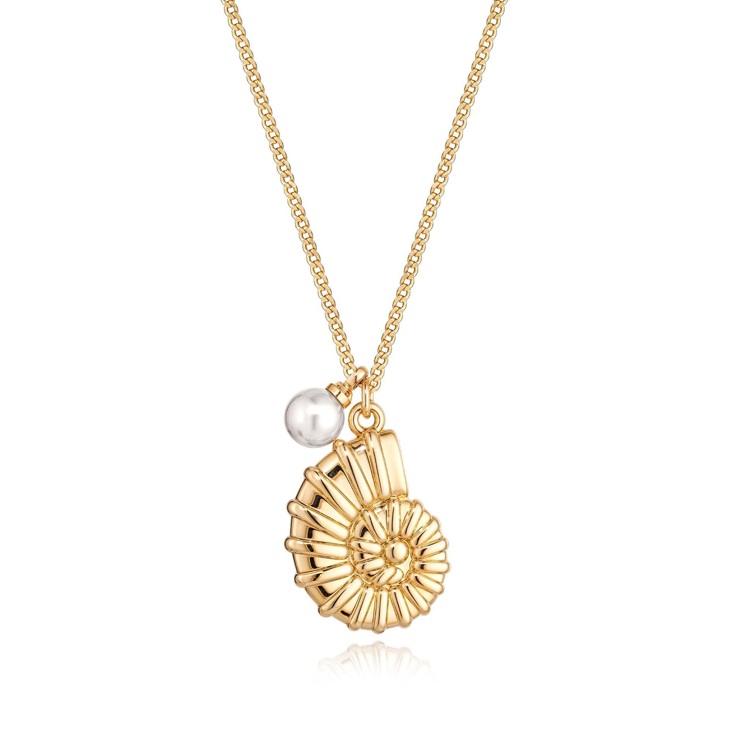 MTMY Gold Starfish Necklace 14K Gold Plated Shell Conch Ocean Pendant Necklace for Women Beach Summer Jewelry(Pearl Conch)