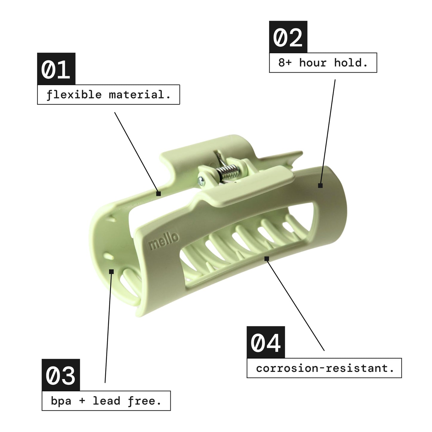 The Original Mello Hair Claw Clip Squishy Claw Clip Made in Korea Patent Pending 30021976 (Green, Medium)