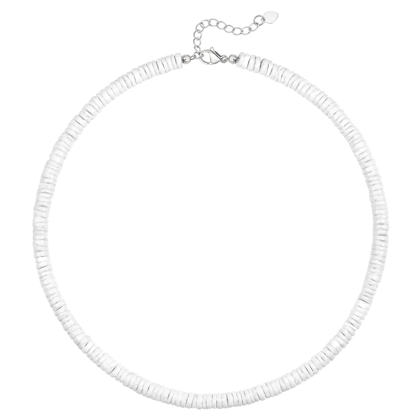 POTESSA White Puka Shell Necklace for Women Hawaiian Beachy Beaded Pooka Necklace Smooth Shell Chip Surfer Jewelry