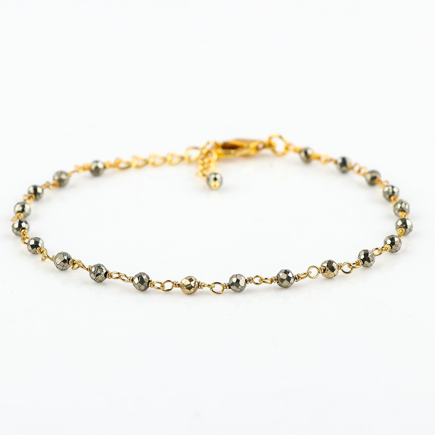 CRYSTALINES (3pcs) Natural Pyrite Gemstone Cluster Jewelry Combo Set, 14K Gold Plated, Crystals Beads Rosary Chain, Handmade Bohemian Jewelry - Bracelets, Necklace, Earrings for Women