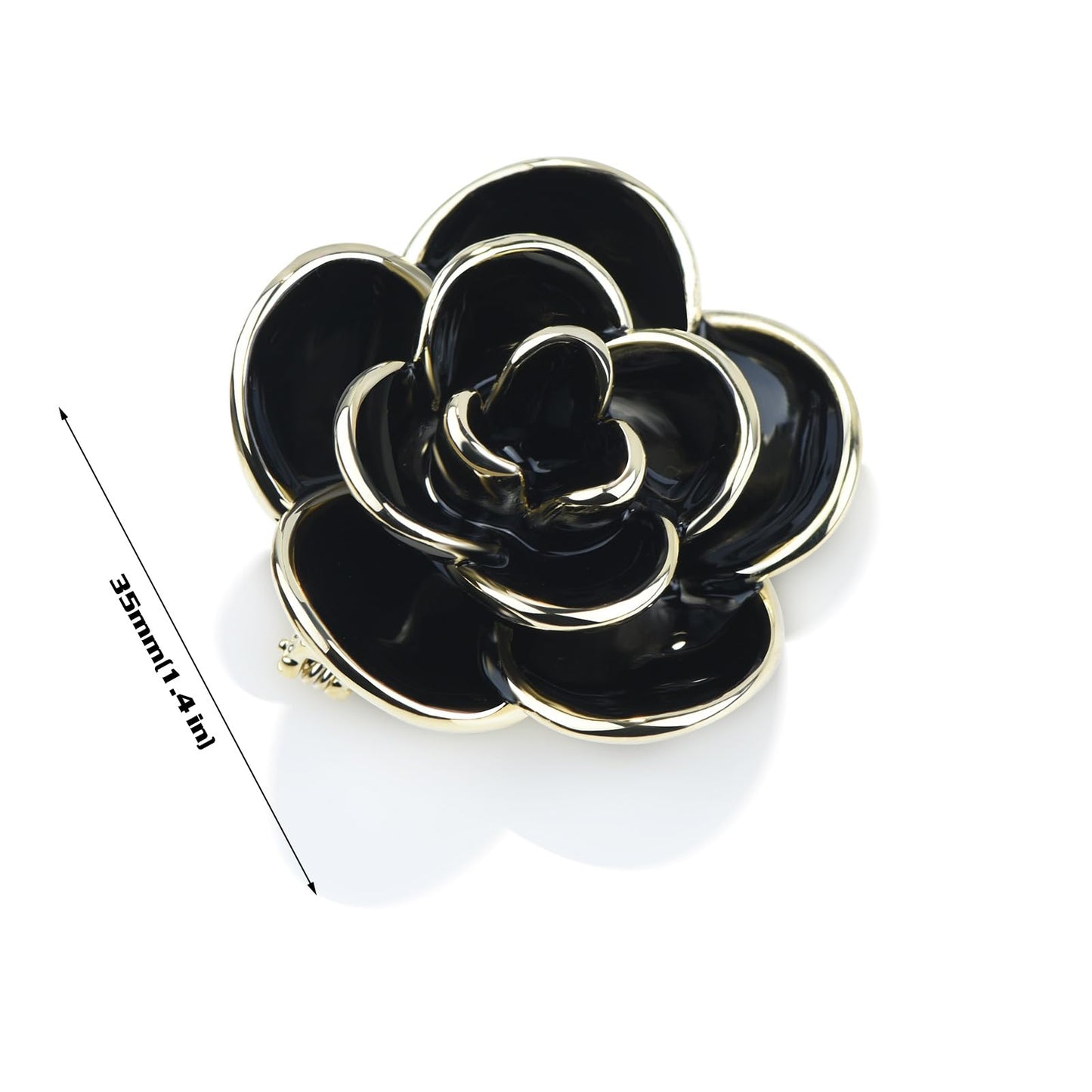 YYBONNIE Elegant Crystal Blooming Rose Flower Brooch Lapel Pin Breastpin for Women Birdal Cardigan Hat Scarf Suit Sweater Floral Pins (35mm Black Rose)