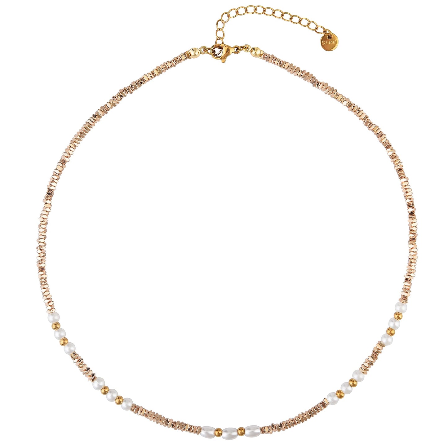 Sparking Gold Lmitatuon Pearl Necklace Beach Jewelry Pearl Summer Necklaces For Women (Golden)