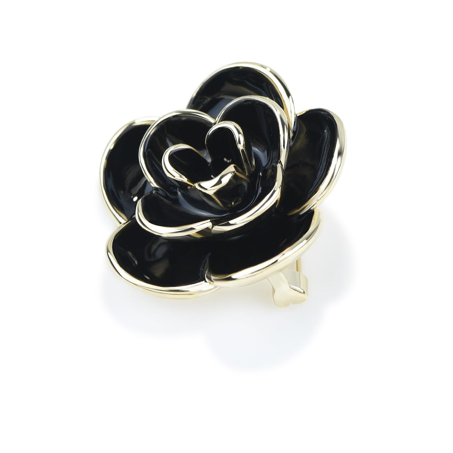 YYBONNIE Elegant Crystal Blooming Rose Flower Brooch Lapel Pin Breastpin for Women Birdal Cardigan Hat Scarf Suit Sweater Floral Pins (35mm Black Rose)