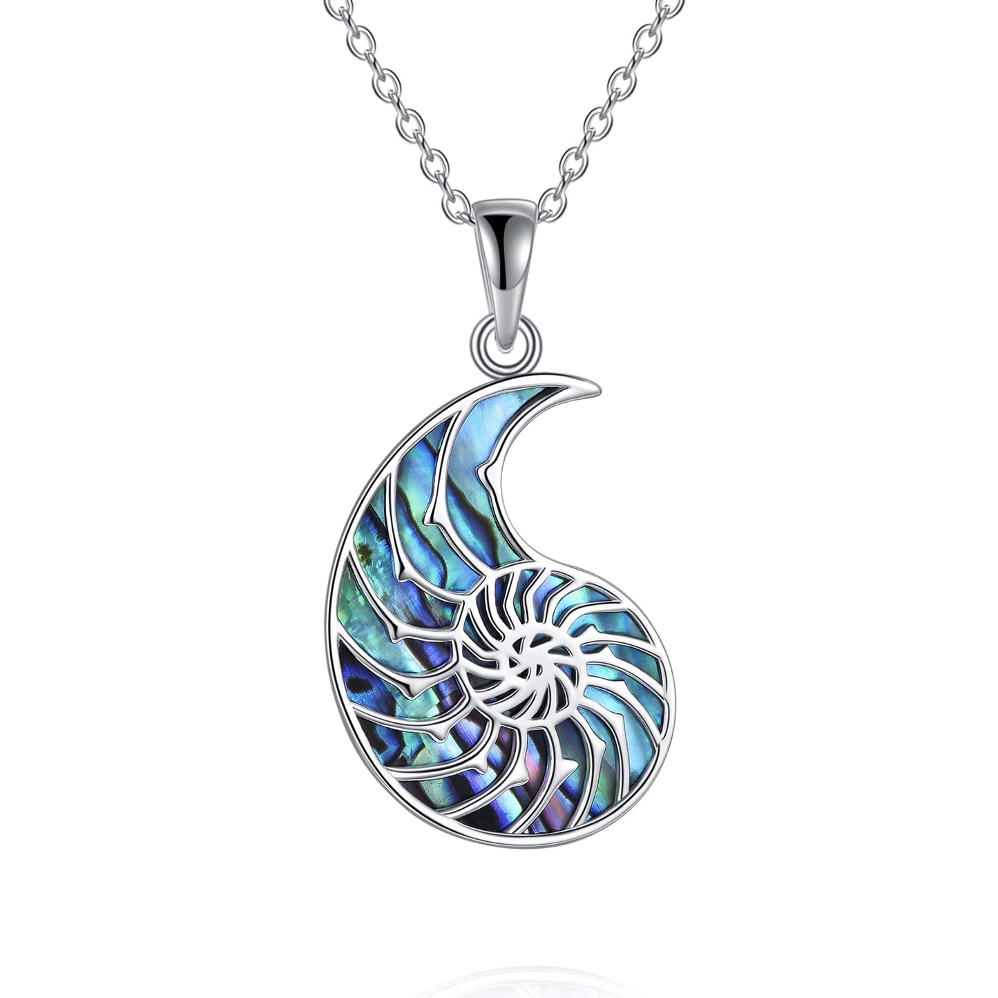 AXELUNA Conch Necklace Sterling Silver Ocean Beach Abalone Shell Jewelry for Women