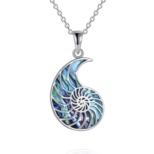 AXELUNA Conch Necklace Sterling Silver Ocean Beach Abalone Shell Jewelry for Women
