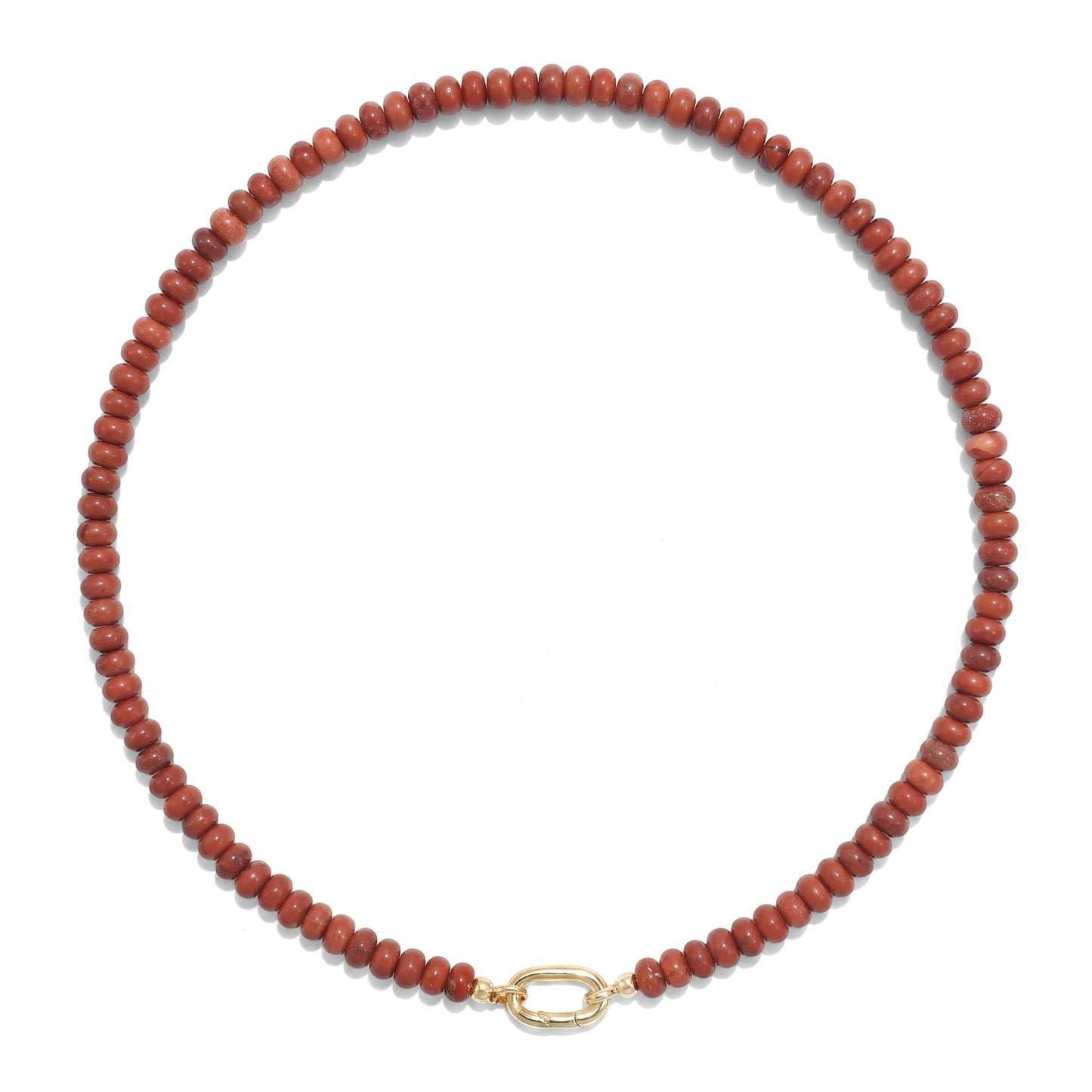 CONRAN KREMIX Brick Red Stone Beaded Necklace for Women,Natural Stone Bead Choker Necklaces Boho Summer Beach Necklace Gemstone Jewelry Gift for Women