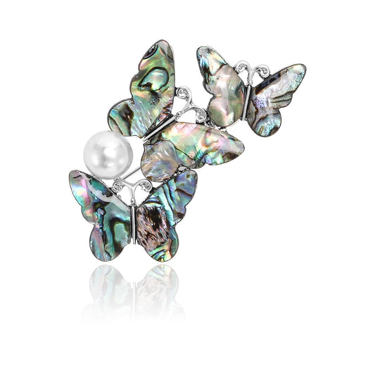 LuvQaze Abalone Shell Butterfly Brooch for Women Butterfly Pin Holiday Birthday Gift for Girlfriend Wife Mother