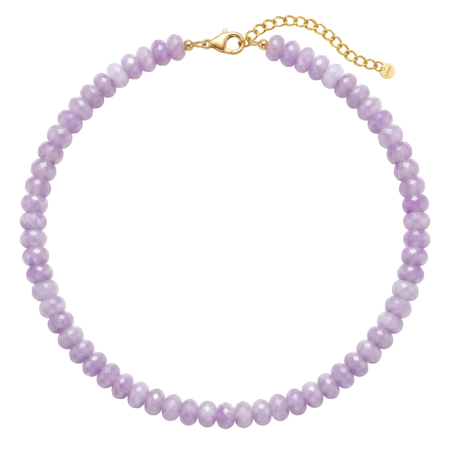 Badu Purple Gemstone Beaded Necklace for Women Natural Stone Bead Beach Choker Necklace Fashion Trendy Jewelry Gifts