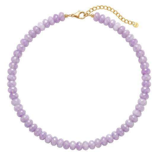 Badu Purple Gemstone Beaded Necklace for Women Natural Stone Bead Beach Choker Necklace Fashion Trendy Jewelry Gifts