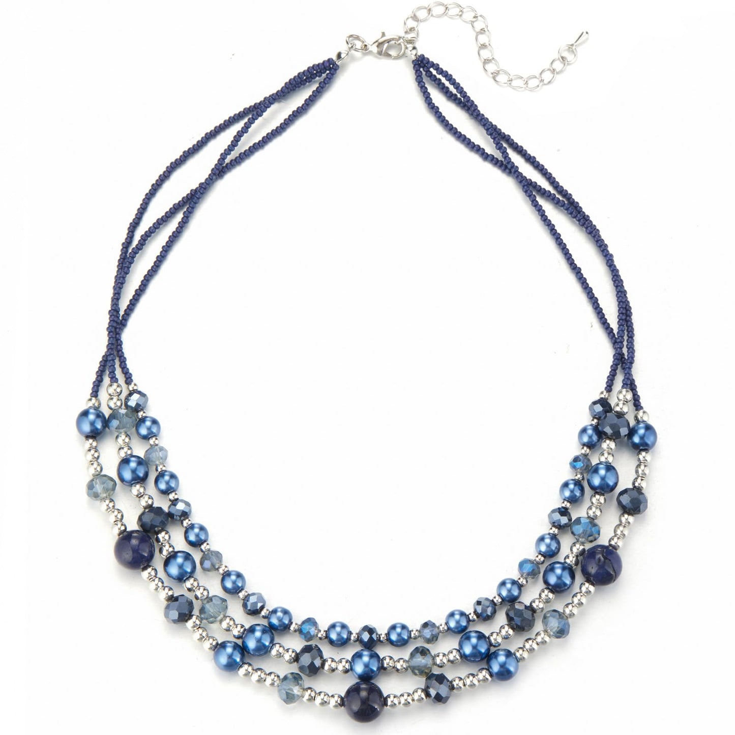 Noessla Beaded Statement Necklaces for Women Layered Chunky Bead Necklace Fashion Costume Jewelry Gifts for Mom(Blue)