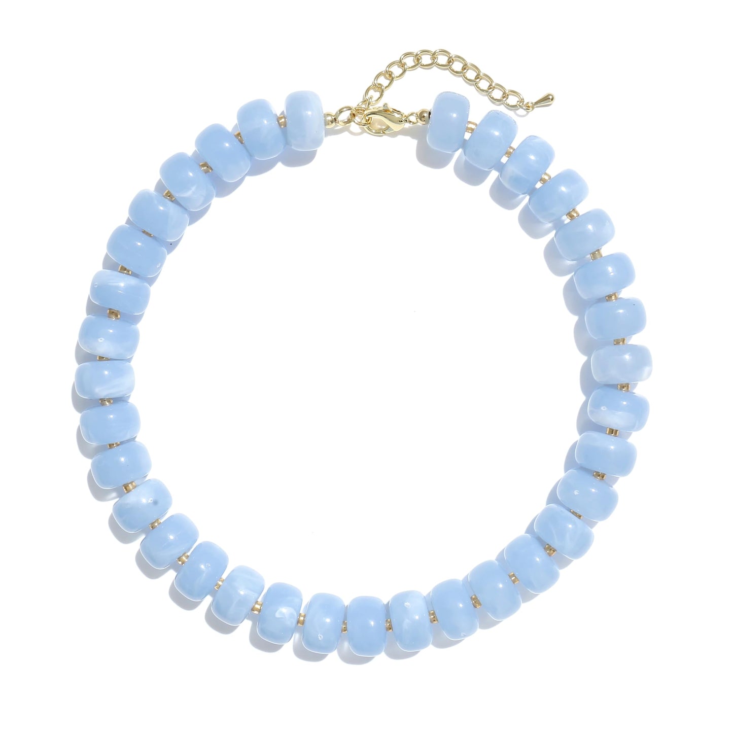 Badu Blue Chunky Beaded Necklace for Women,Acrylic Bead Choker Statement Necklace Cute Trendy Necklaces Jewelry Gifts