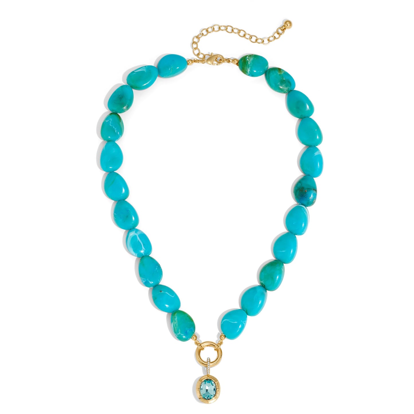 RepaTime Turquoise Beaded Necklace for Women, 14K Gold Plated Acrylic Resin Chunky Choker, Dainty Cubic Zirconia Pendant Necklace, Boho Jewelry for Wedding Party Birthday Gift