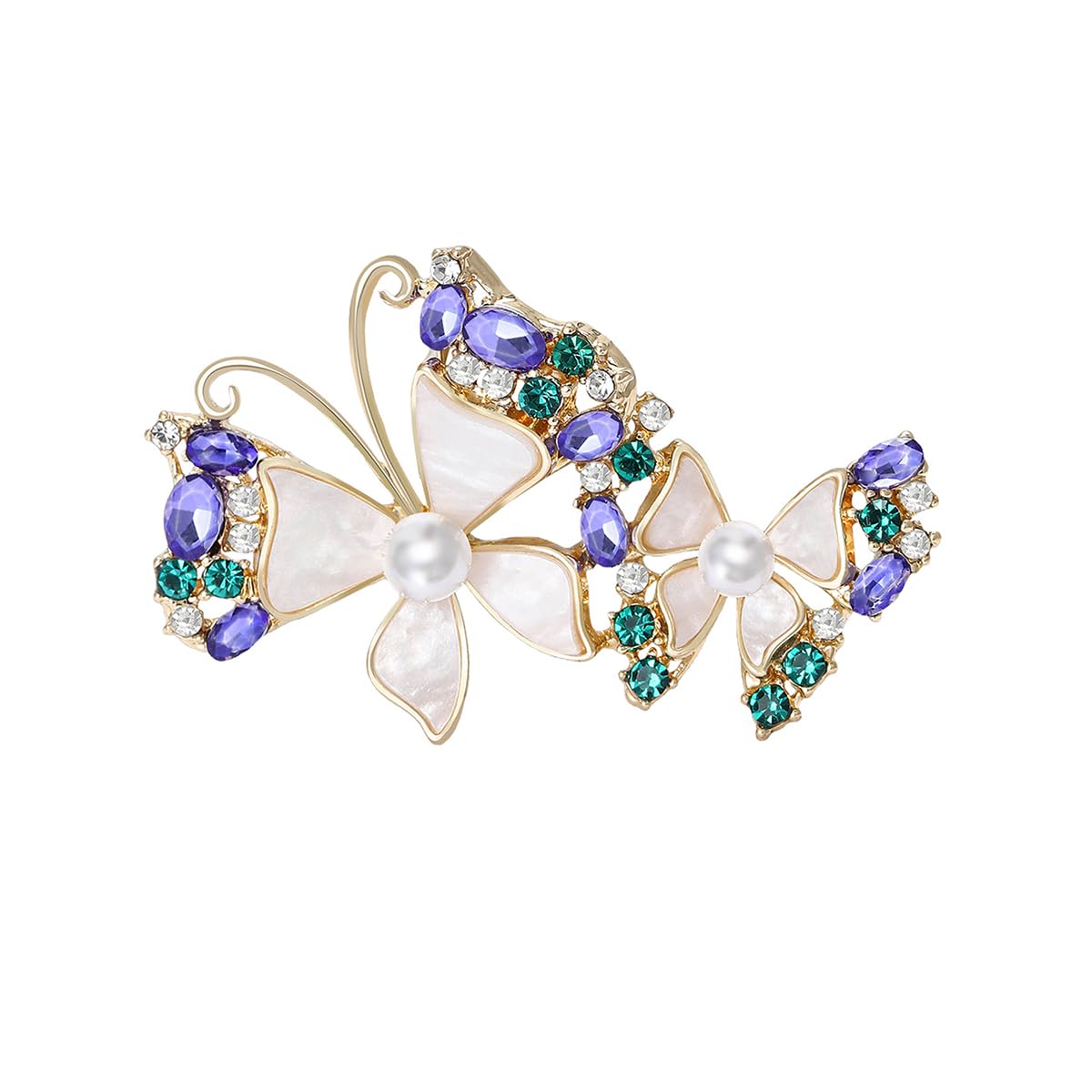 Butterfly Brooch for Women White Shell Purple Zirconia Butterfly Pin Animal Insect Brooch Birthday Holiday Gift for Girlfriend Wife Mother