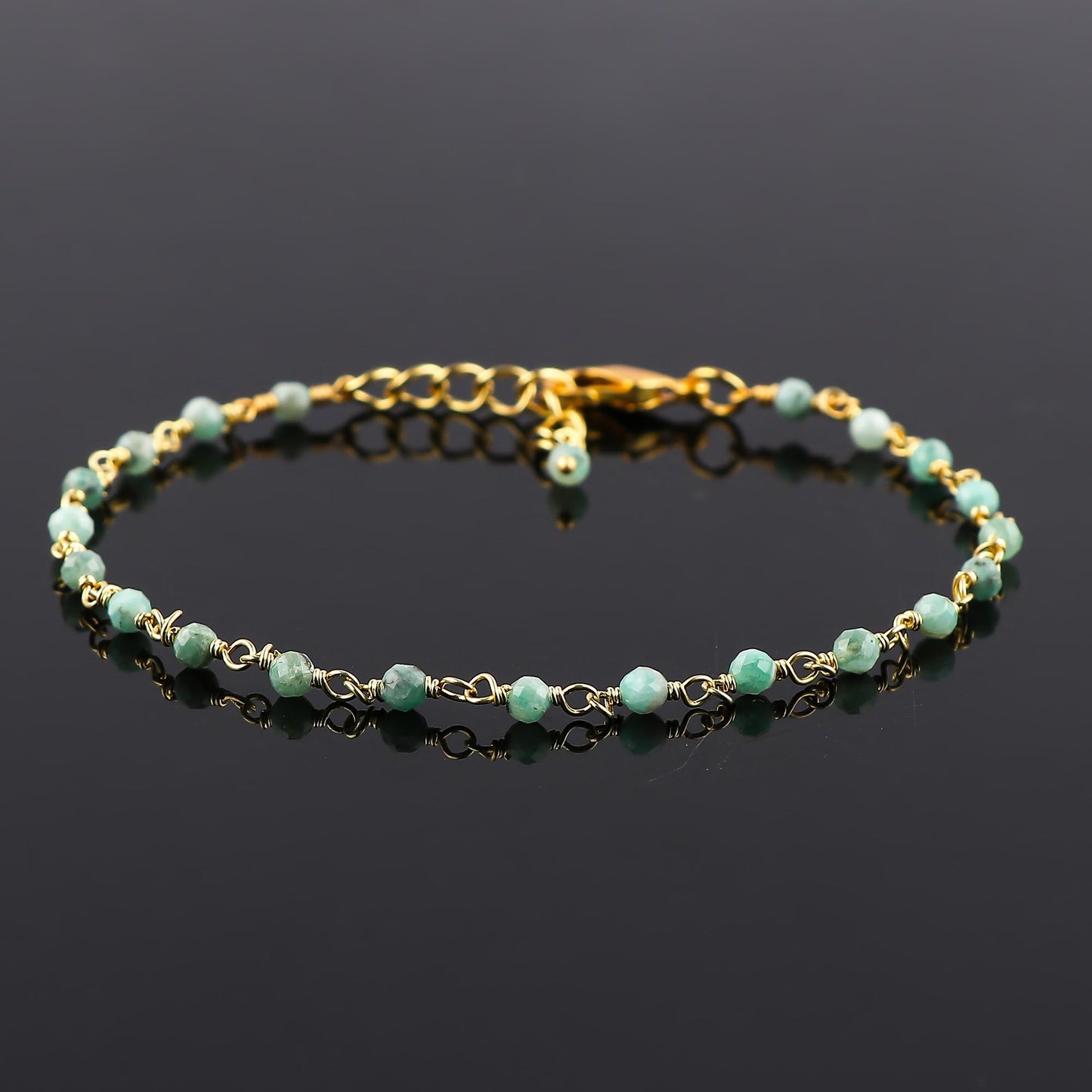 CRYSTALINES (3pcs) Natural Emerald Gemstone Cluster Jewelry Combo Set, 14K Gold Plated, Crystals Beads Rosary Chain, Handmade Bohemian Jewelry - Bracelets, Necklace, Earrings for Women