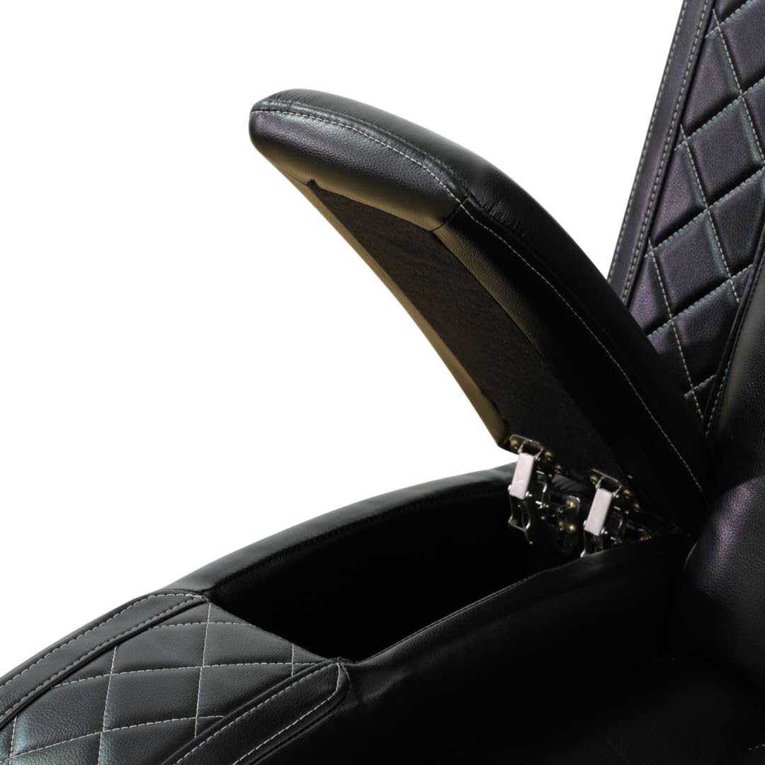UOCFYK Electric Power Recliner Chair Living Room Furniture, Comfy Wide Lazy Home Theater Breathing Leather Seating with USB 2.0 Charging Ports, LED Light Strips (Black)