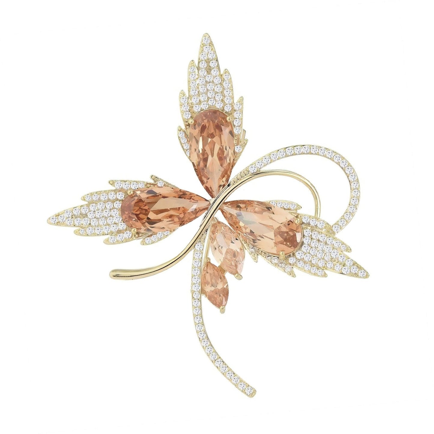 Vbvbip Elegant Vintage Crystal Clover Leaf Brooch for Women, Sparkling Flower Brooch for Blazer Dress Coat, Wedding Prom Fashion Jewelry Gift