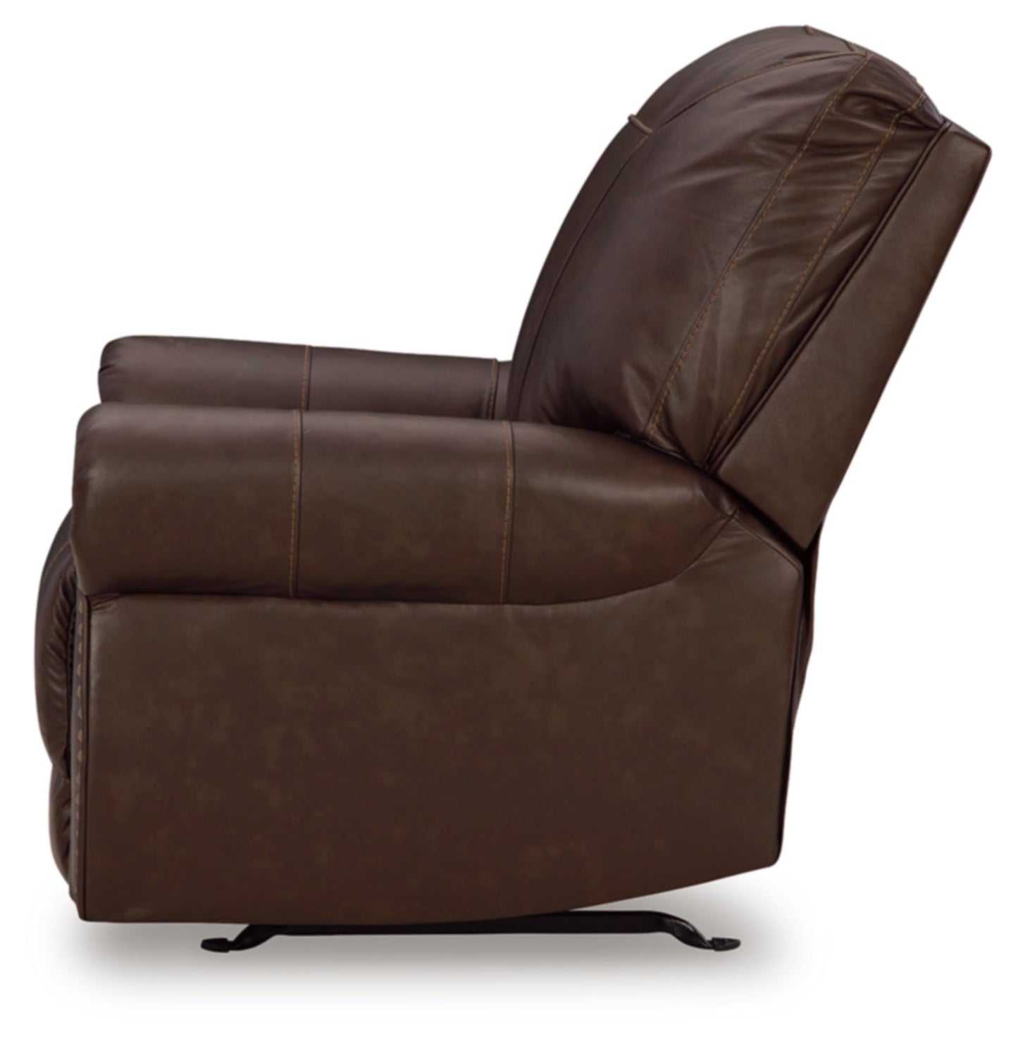 Signature Design by Ashley Colleton Classic Leather Match Upholstered Manual Recliner with Nailheads, Dark Brown