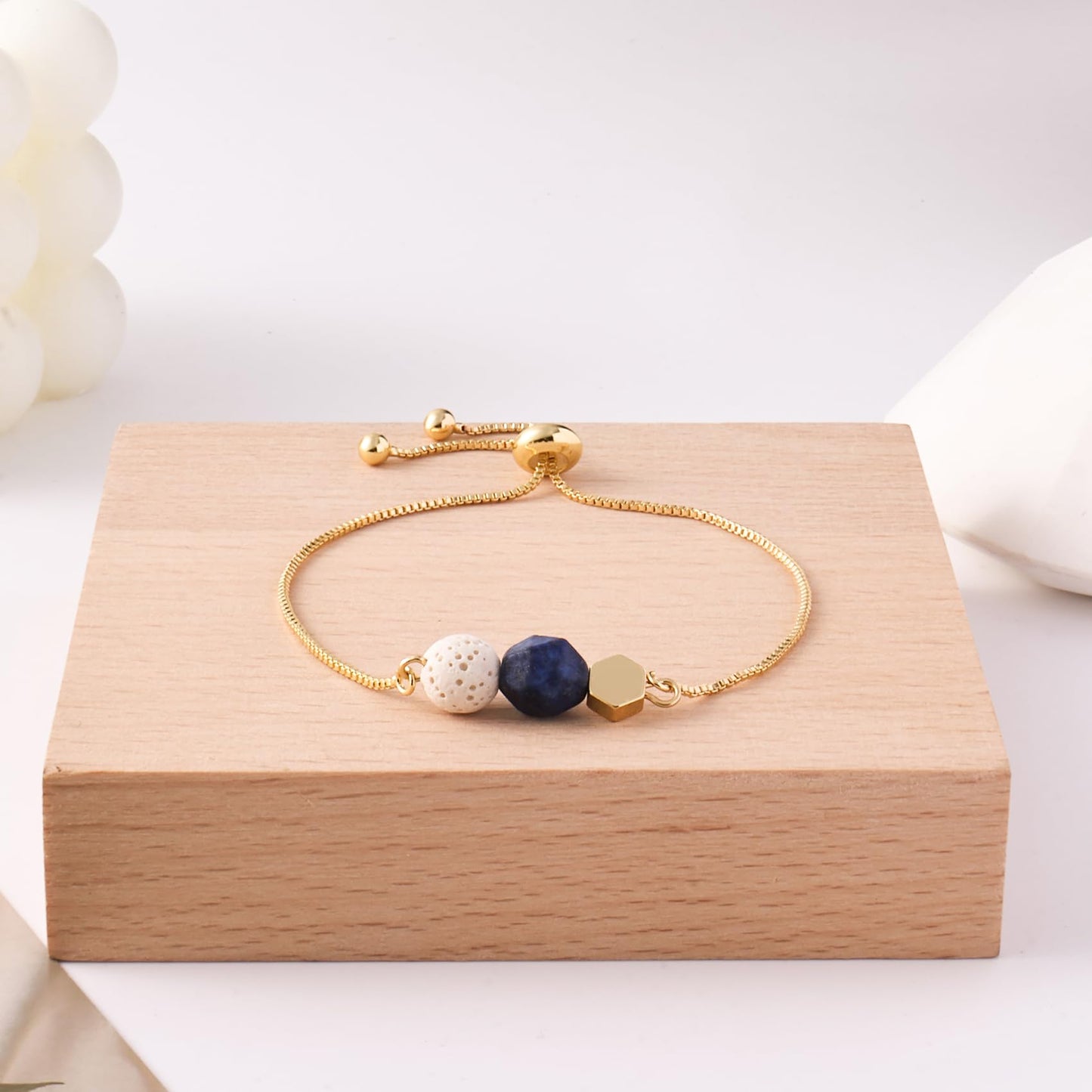 Jardme Essential Oil Diffuser Bracelets, 14K Gold Link Bracelets for Women, Birthday Gifts for Women Mom