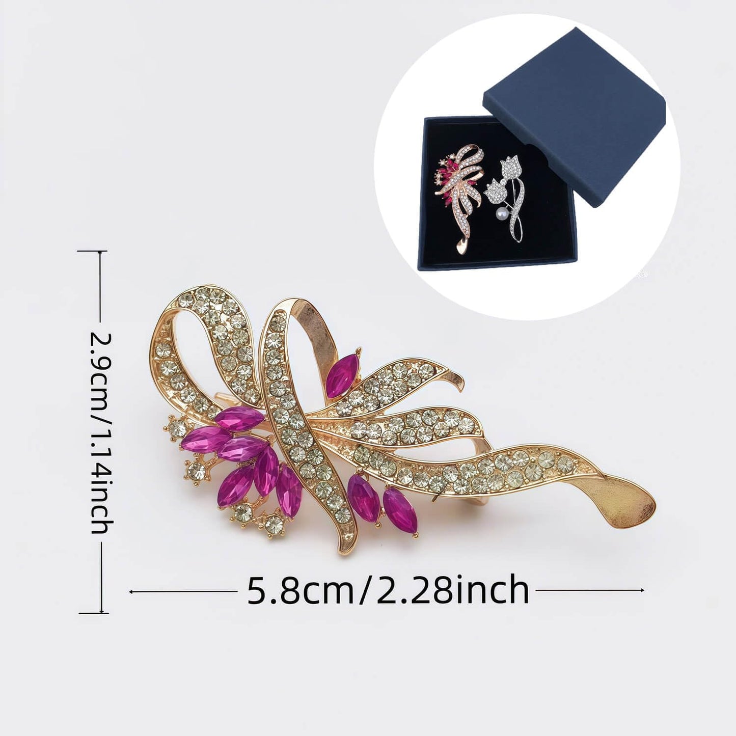 Yaximhozz 2pcs Rhinestone Brooch Pin for Women Dress Elegant Stylish Crystal Brooches Fashion Accessories Pins Lapel Boutonniere Ideas Wedding Christmas Birthday Jewelry Easter Gift (08 Purple/Silver)