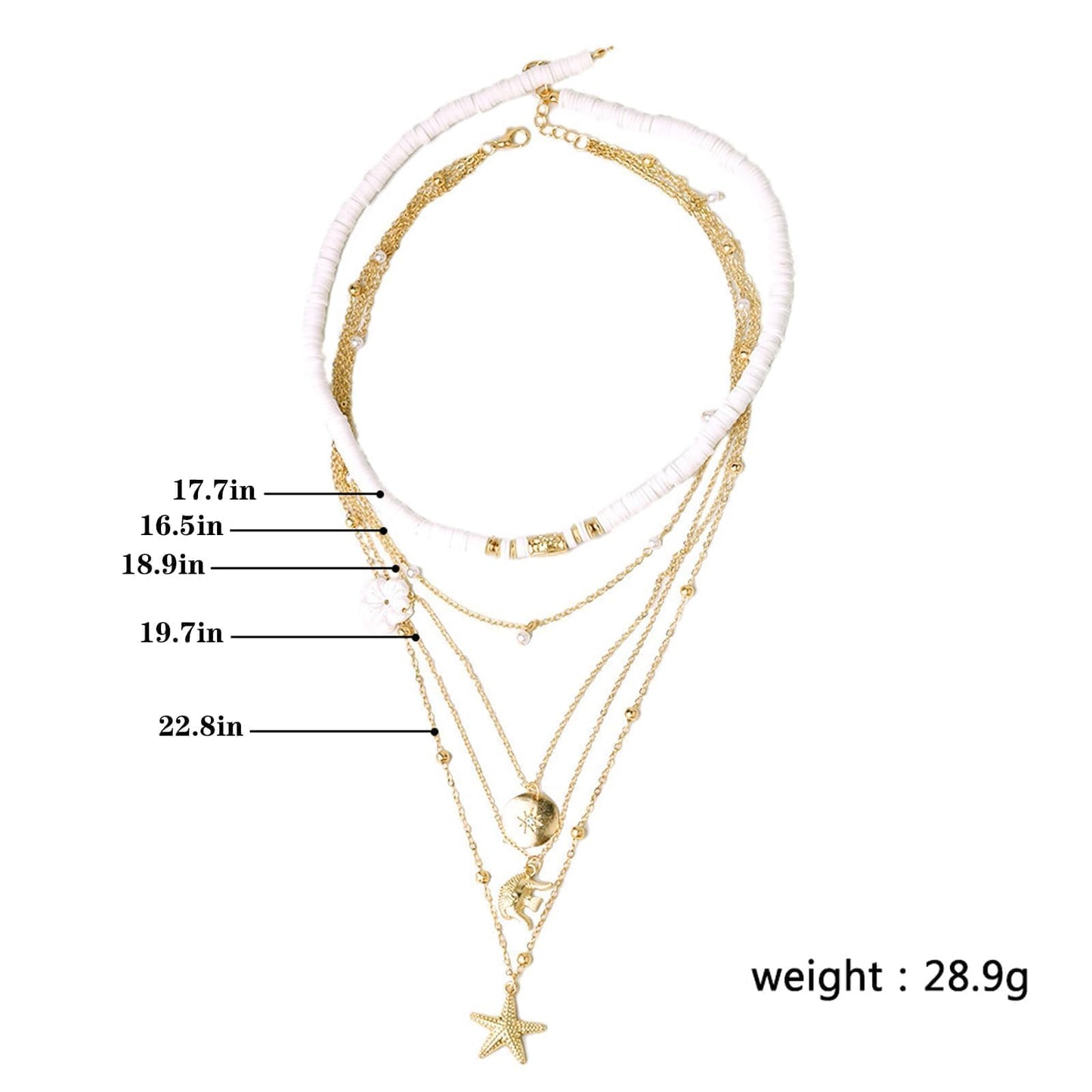 KummerSaprk Seashell Necklace Summer Vacation Jewelry for Women Gold Beachy Necklace Stack Starfish Flower Cowrie Sea Shell Pendant Necklaces Summer Essentials Accessories Gifts