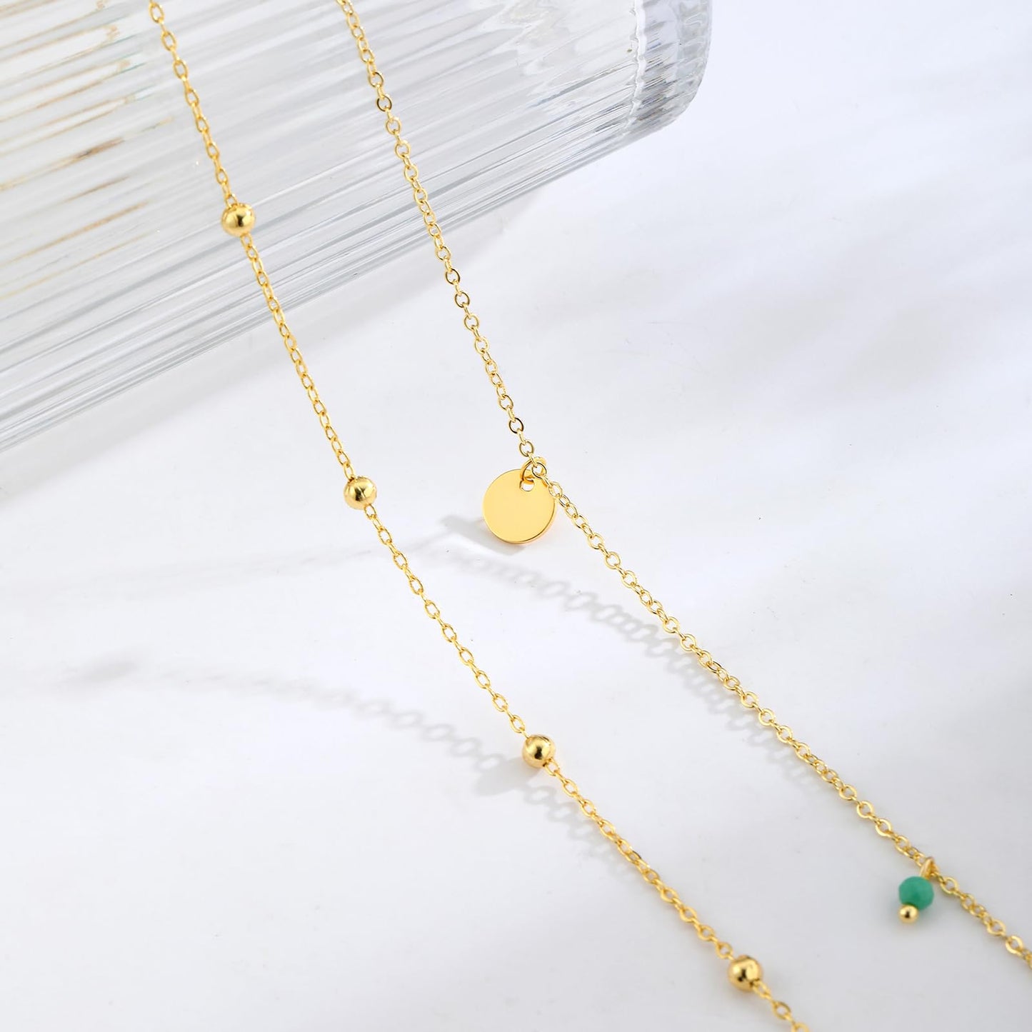 RELVEO 2PCS Gold Waist Chain Adjustable Layered Belly Chain Body Chain Jewelry for Women Sexy Bikini Beach Boho Beaded Waist Chains