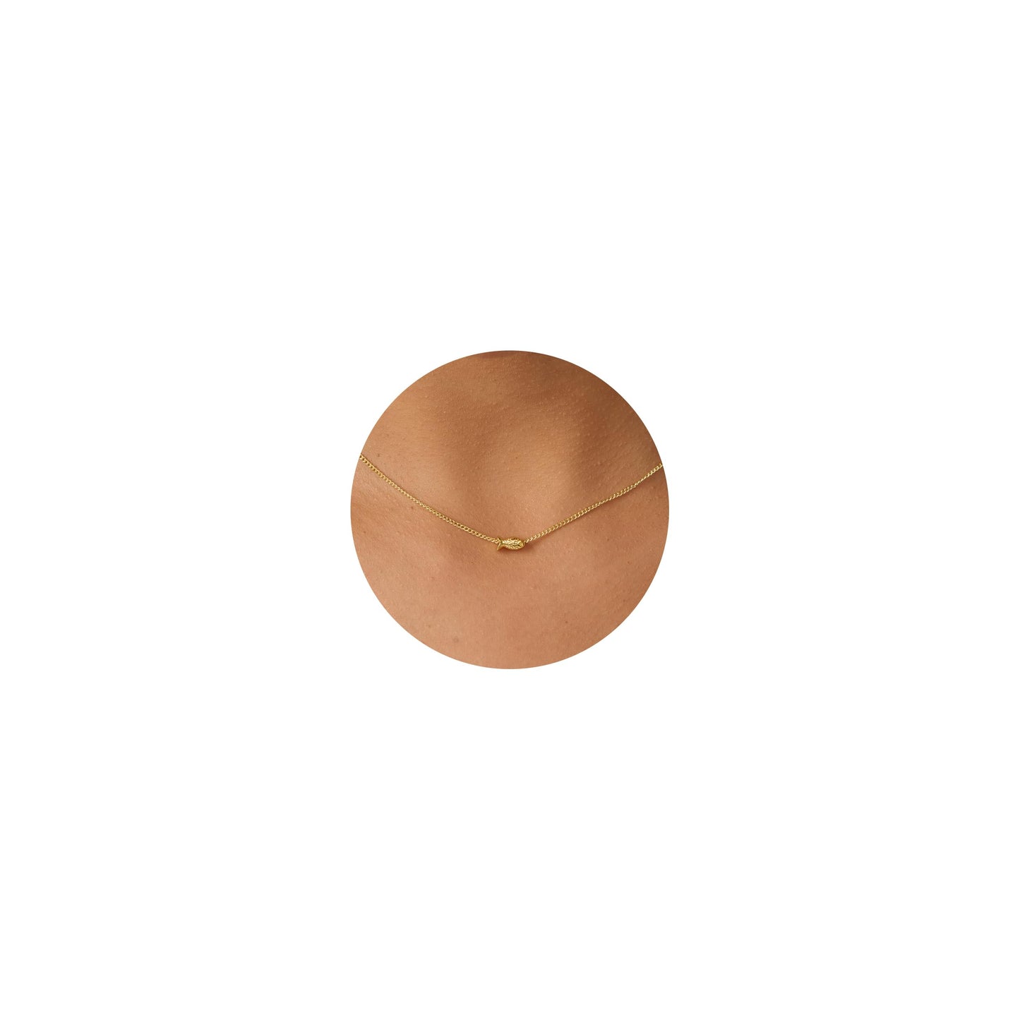BSGRL Dainty Gold Necklace - 14K Gold Plated Tiny Fish Cuban Chain Animal Sea Beach Necklace for Women 16.5"+2"