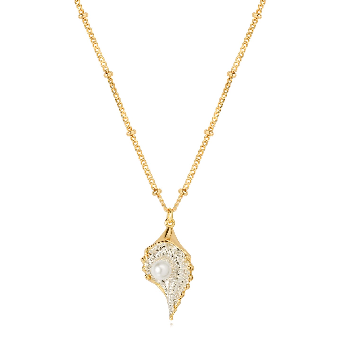 MTMY Gold Starfish Necklace 14K Gold Plated Shell Conch Ocean Pendant Necklace for Women Beach Summer Jewelry(Conch)