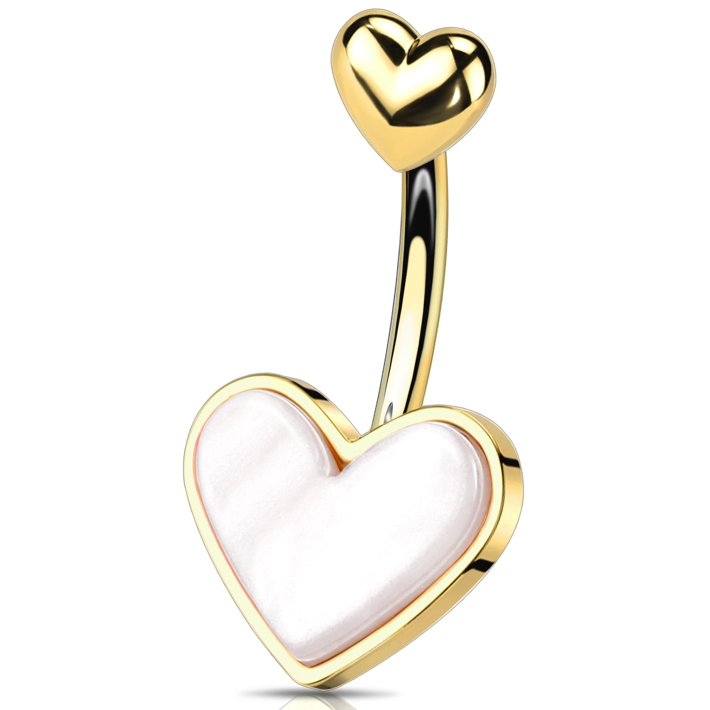 Melighting Heart Belly Button Ring 14G Stainless Steel 316L Pink Belly Ring Belly Piercing Opal Gold Belly Piercing Jewelry Navel Ring For Women 10mm