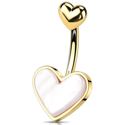 Melighting Heart Belly Button Ring 14G Stainless Steel 316L Pink Belly Ring Belly Piercing Opal Gold Belly Piercing Jewelry Navel Ring For Women 10mm